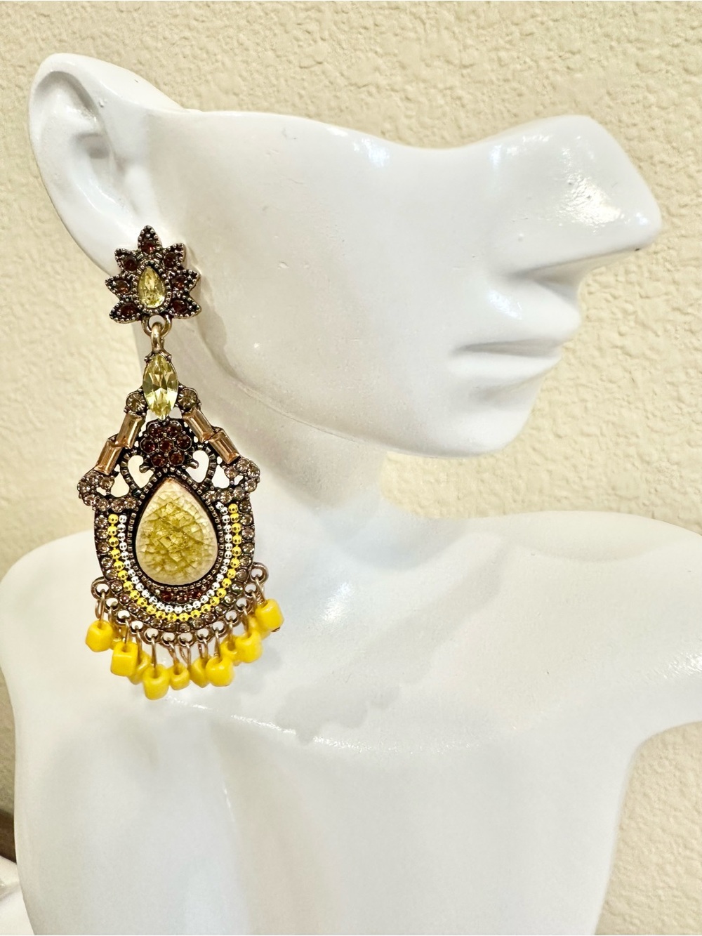 Boho Yellow Teardrop Dangle Earrings